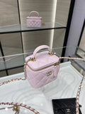 Chanel Mini Vanity Case Light Pink Quilted Lambskin with Mirror | Bags Junction