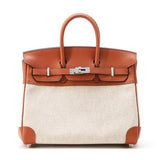 Hermes Birkin Verso Cuivre/ Ecru/ Rose Texas Toile H Swift Leather Size 25