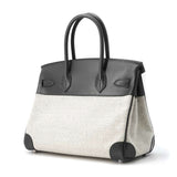 Hermes Birkin Gray/ Ecru Toile H Box Calf Leather Size 30