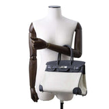 Hermes Birkin Gray/ Ecru Toile H Box Calf Leather Size 30
