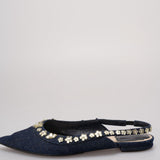 Christian Dior Denim Crystal Garland Slingback Flat Size 36