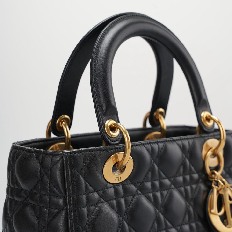 Christian Dior Black Medium Lambskin Leather with Gold Hardware from 2017