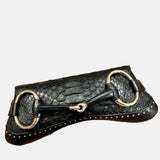 Gucci Horsebit 1955 Chain Shoulder bag Large Black Crocodile Leather