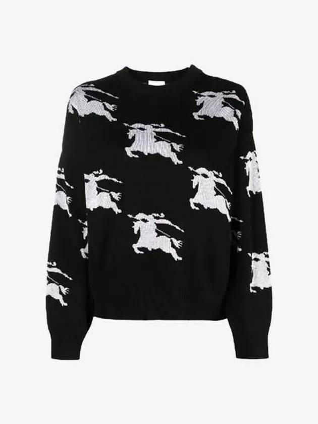 Luxury Burberry EKD Cotton Silk Jacquard Knit Top Black