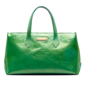 Louis Vuitton Monogram Verney Handbag Patent Leather Blue Lagoon Green Lady Lagoon