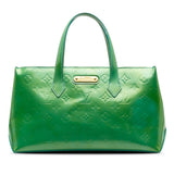 Louis Vuitton Monogram Verney Handbag Patent Leather Blue Lagoon Green Lady Lagoon
