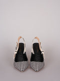 Dior J'ADior Sandals in Black and White Houndstooth Canvas Size 38