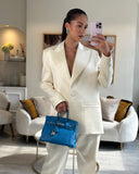 *FIRE PRICE* Hermes Birkin 25 Retourne Bag in Bleu De Galice Epsom Leather with Palladium Hardware