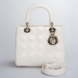 Christian Dior White Lady Dior Medium Bag