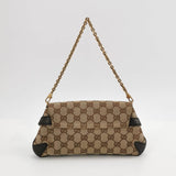 Gucci Horsebit 1955 Chain Clutch Small Cloth Beige Monogram Brown Leather Shoulder bag
