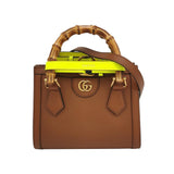 Gucci Diana Mini Tan Brown Leather Bag Bamboo Handle with Strap