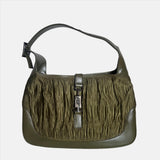 Gucci Jackie Vintage Medium Dark Green Leather and Fabric