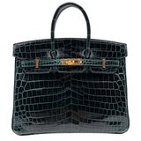 Hermes25cm Birkin Vert Cypress Shiny Niloticus Crocodile Gold Hardware