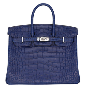 Hermes25cm Birkin Bleu Saphir Matte Alligator Palladium Hardware