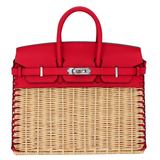 Hermes25cm Birkin Picnic Framboise Swift Leather/ Osier Wicker Palladium Hardware