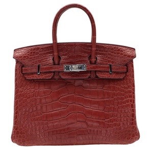 Hermes25cm Birkin Bordeaux Matte Alligator Palladium Hardware