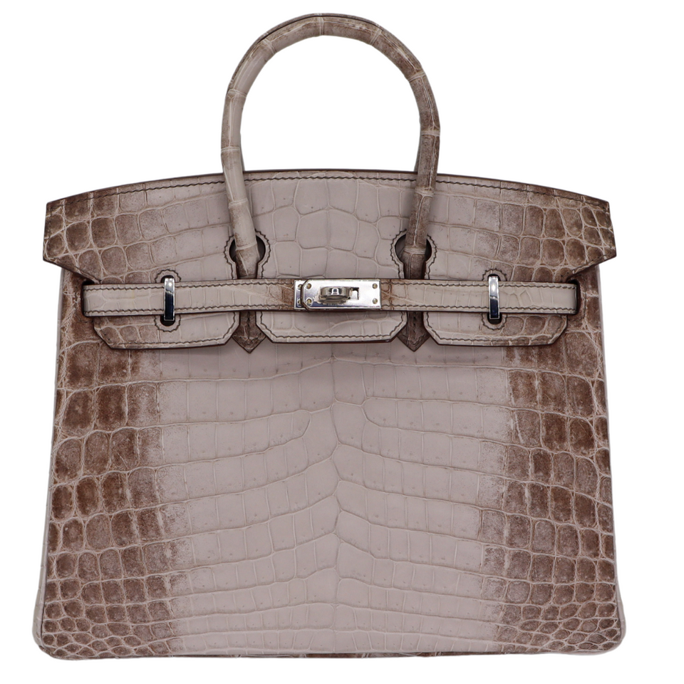 Hermes25cm Birkin Gris Cendre Matte Niloticus Crocodile Palladium Hardware