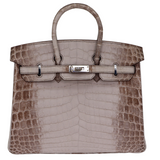 Hermes25cm Birkin Gris Cendre Matte Niloticus Crocodile Palladium Hardware