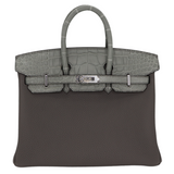 Hermes25cm Birkin Touch Gris Meyer Togo/ Matte Alligator Palladium Hardware