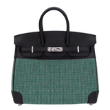 Hermes25cm Birkin Quadrille Menthe Toile/ Swift Leather Palladium Hardware