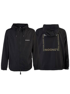 Luxury Burberry Men's Horseferry Logo Hooded Jacket Black