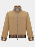 Luxury Burberry Men's Check Trim Track Jacket Camel