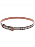 Luxury Burberry Logo Check Leather Belt Archive Beige Briar Brown