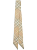 Luxury Burberry Skinny Check Silk Scarf Flax