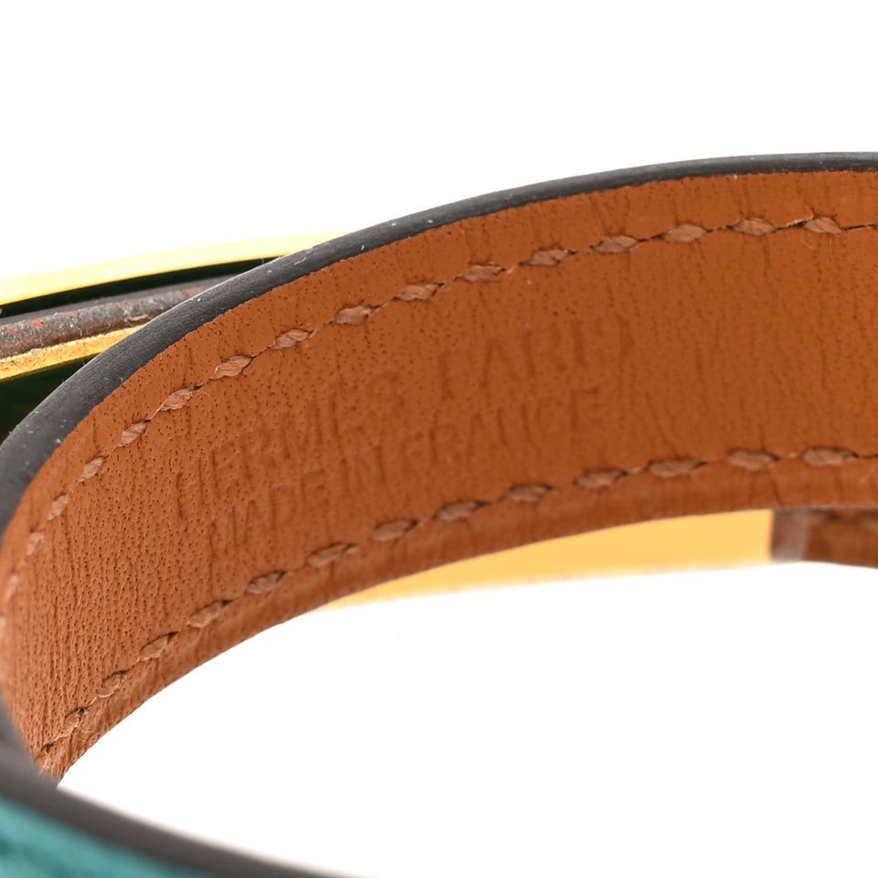 Hermes Epsom Rivale Double Tour Bracelet XS Bleu Paon