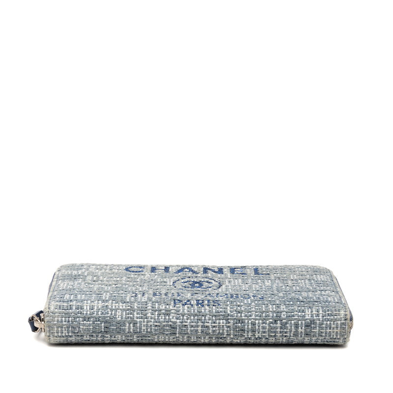 Chanel Deauville Tweed Leather Long Wallet