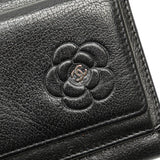 Chanel Camellia Coco Mark Lambskin Trifold Wallet