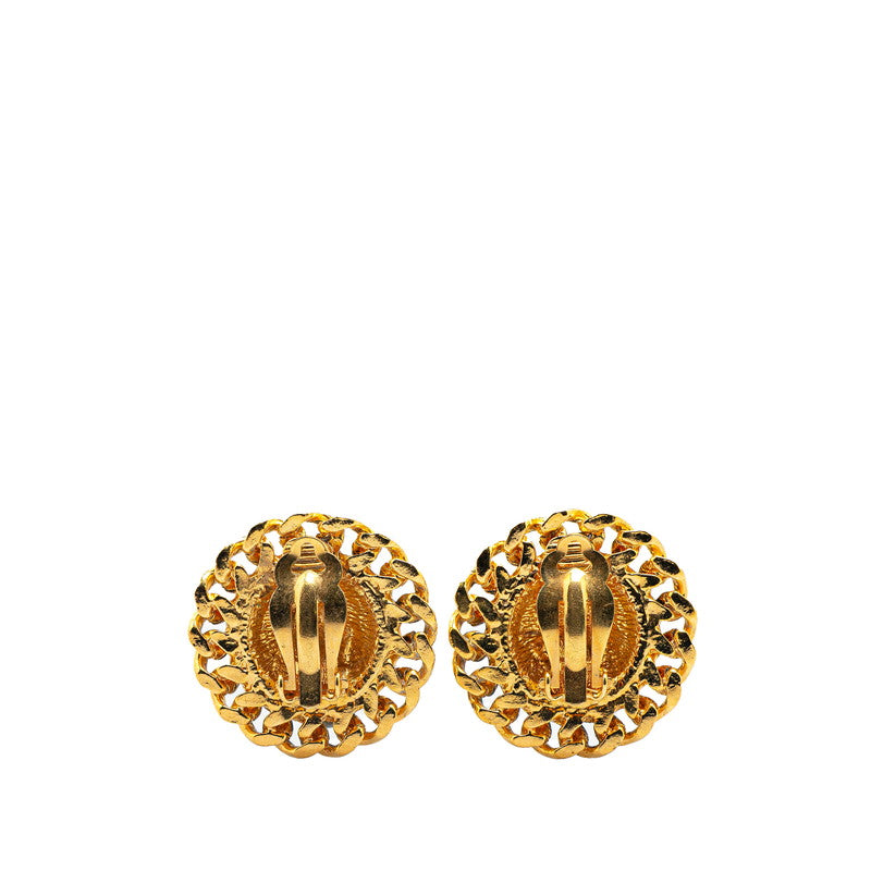 Chanel Gold Plated Coco Mark Matelassé Chain Earrings