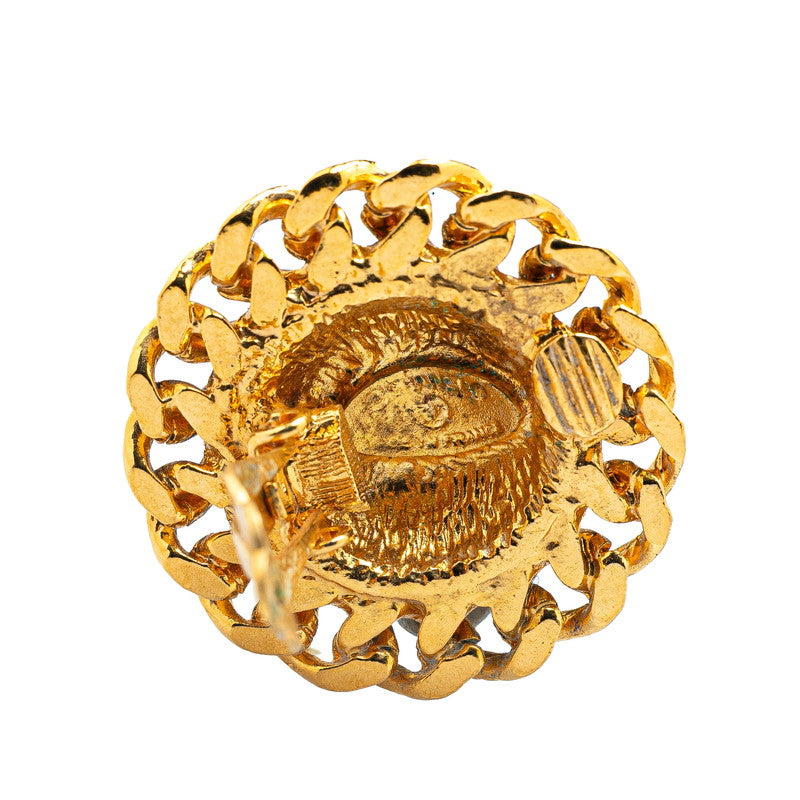 Chanel Gold Plated Coco Mark Matelassé Chain Earrings
