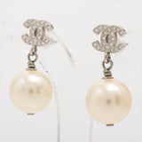 Chanel CC Pearl Drop Earrings Silver (Costume Jewellery)