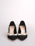Christian Dior Black Canvas J'aDior Pumps Size 37.5D with Beige Insole