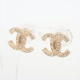 Chanel Coco Logo Gold Rhinestone Earrings Costume Jewellery