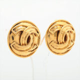 Chanel Vintage Coco Round Clip On Earrings Costume Jewellery