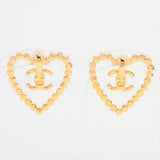 Chanel Coco Heart Rhinestone Gold Clip On Earrings Costume Jewellery 2023