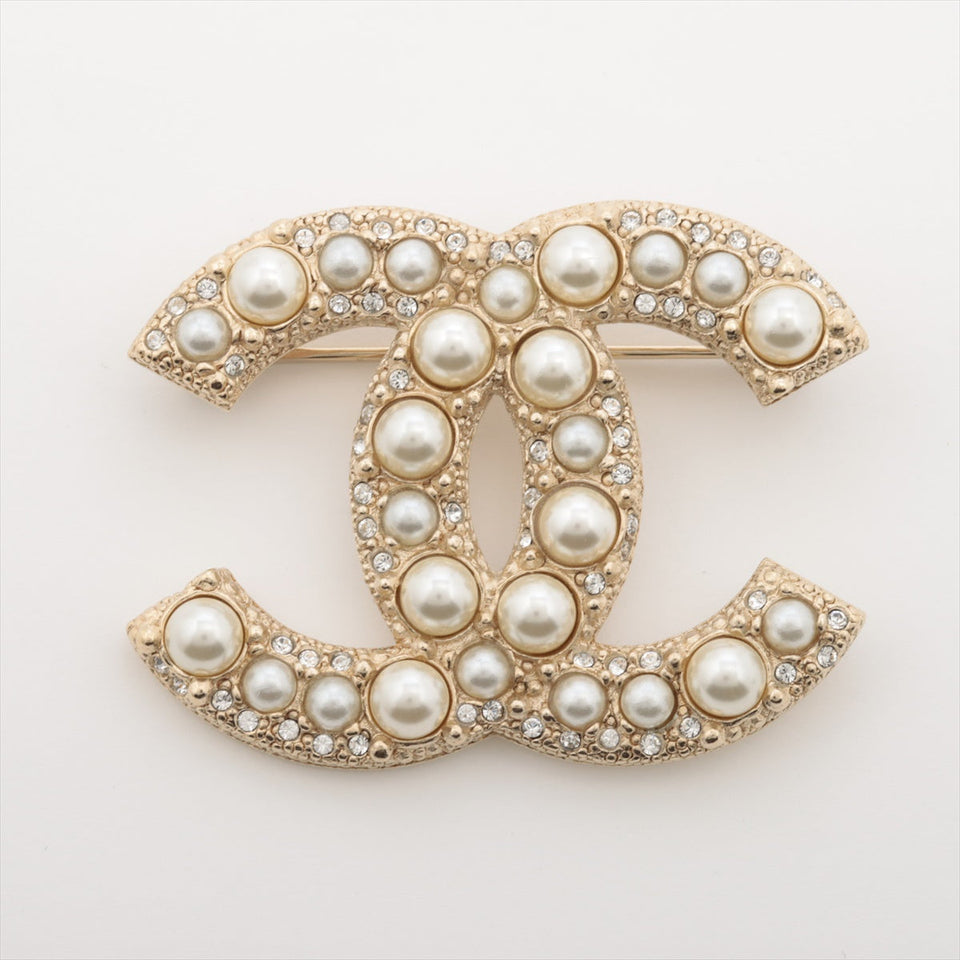 Chanel Coco Logo Rhinestone Gold Earrings Costume Jewellery