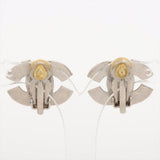 Chanel Coco Logo Rhinestone Silver Clip On Earrings