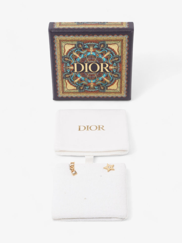 Christian Dior Star Logo Earrings Gold Base Metal