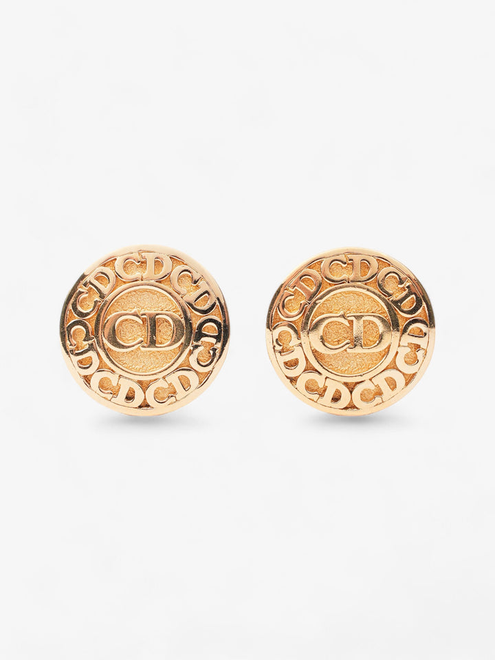 Christian Dior CD Logo Clip On Earrings Gold Base Metal
