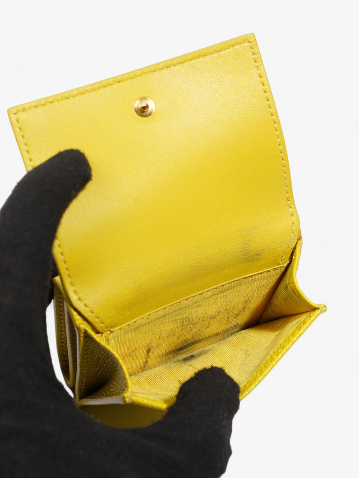 Christian Dior 30 Montaigne Compact Wallet Yellow Leather
