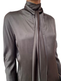 Christian Dior Black Silk Wrap Tie Long Sleeve Shirt - 40 / US 6