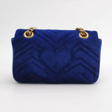 Gucci Marmont Mini Flap Navy Velvet Handbag