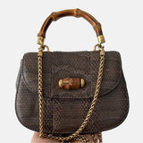 Gucci Bamboo 1947 Night Mini Python Evening Bag with Chain