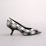 Dior Canvas Ribbon Tartan Print Embroidered J'ADior Pumps