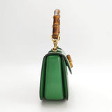 Gucci Bamboo 1947 Top Handle Bag Small Green Box Leather