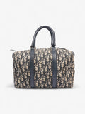 Christian Dior Boston Bag Navy Blue Canvas