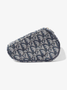 Christian Dior Trotter Saddle Pouch Blue Oblique Cotton